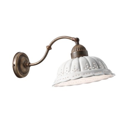 Il Fanale Anita, rustikální nástěnné svítidlo z antické mosazi a keramiky, 1x15W LED E27, délka 40cm