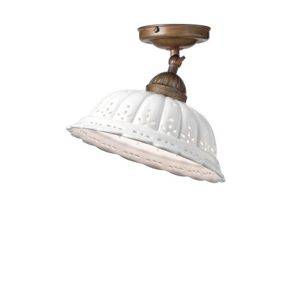 Il Fanale Anita, rustikální stropní svítidlo z antické mosazi a keramiky, 1x15W LED E27, prům.22 cm