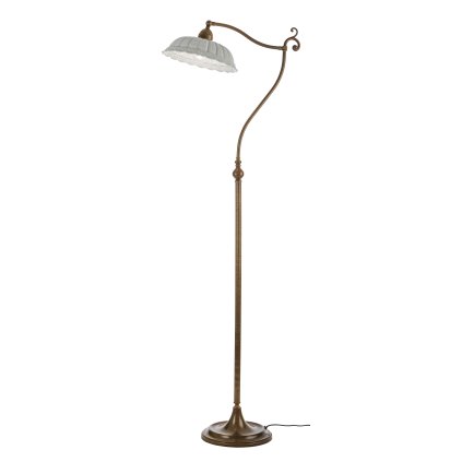 Il Fanale Anita, rustikální lampa z antické mosazi a keramiky, 1x15W LED E27, výška 170cm