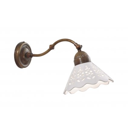 Il Fanale Fior di Pizzo, nástěnné svítidlo v rustikálním stylu z antické mosazi a keramiky, 1x15W LED E27, výška 18,5cm