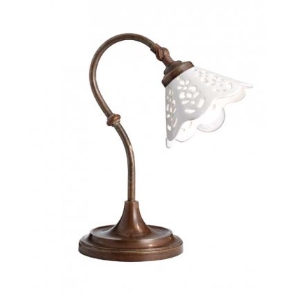 Il Fanale Fior di Pizzo, lampička v rustikálním stylu z antické mosazi a keramiky, 1x10W LED E14, výška 29,5cm
