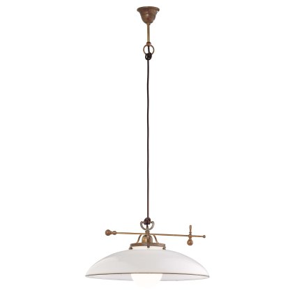 Il Fanale Country, rustikální závěsné svítidlo z mosazi a benátského skla, 1x15W LED E27, prům. 49cm