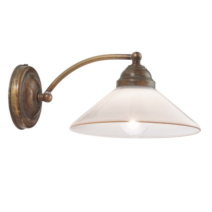 Il Fanale Country, rustikální nástěnná lampa z mosazi a benátského skla, 1x10W LED E14, prům. 20cm