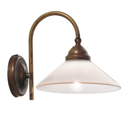 Il Fanale Country, rustikální nástěnná lampa z mosazi a benátského skla, 1x10W LED E14, prům. 20cm