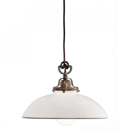 Il Fanale Country, rustikální závěsné svítidlo z mosazi a benátského skla, 1x15W LED E27, prům. 34cm