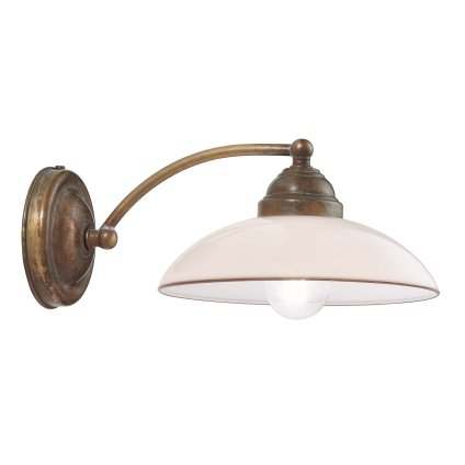 Il Fanale Country, rustikální nástěnná lampa z mosazi a benátského skla, 1x10W LED E14, prům. 20cm