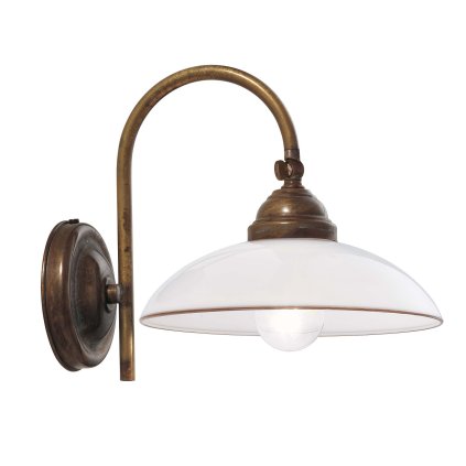 Il Fanale Country, rustikální nástěnná lampa z mosazi a benátského skla, 1x10W LED E14, prům. 20cm