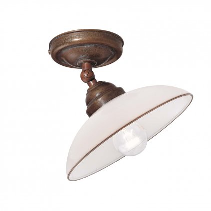 Il Fanale Country, rustikální stropní svítidlo z mosazi a benátského skla, 1x10W LED E14, prům. 20cm