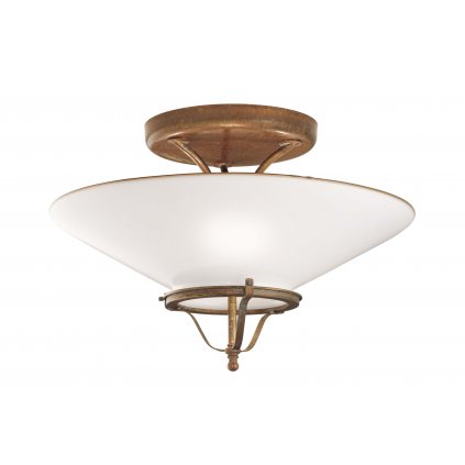 Il Fanale Country, rustikální stropní svítidlo z mosazi a benátského skla, 3x15W LED E27 prům. 49,5 cm