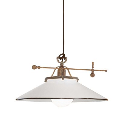 Il Fanale Country, rustikální závěsné svítidlo z mosazi a benátského skla, 1x15W LED E27, prům. 49cm