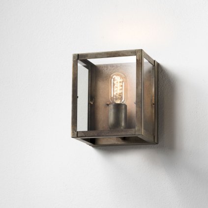 Il Fanale London, nástěnné svítidlo v kombinaci antického kovu a čirého skla, 1x46W E27, 20x17cm
