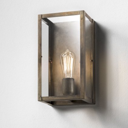 Il Fanale London, nástěnné svítidlo v kombinaci antického kovu a čirého skla, 1x46W E27, 31x17cm