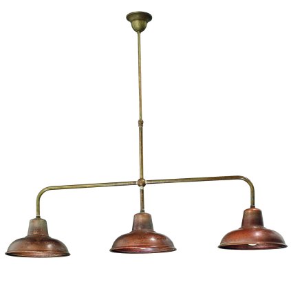 Il Fanale Contrada, závěsný lustr z mosazi a mědi, 3x15W E27, délka 108cm