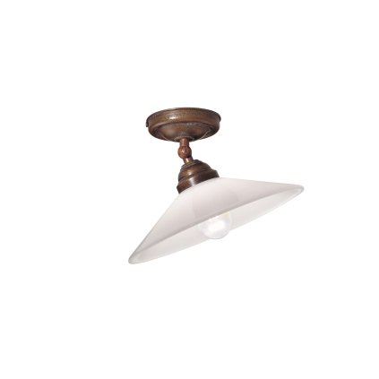 Il Fanale Tabia, stropní svítidlo z mosazi a bílé skla, 1x15W LED E27, průměr 25cm