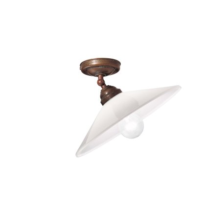 Il Fanale Tabia, stropní svítidlo z mosazi a bílé skla, 1x15W LED E27, průměr 30cm