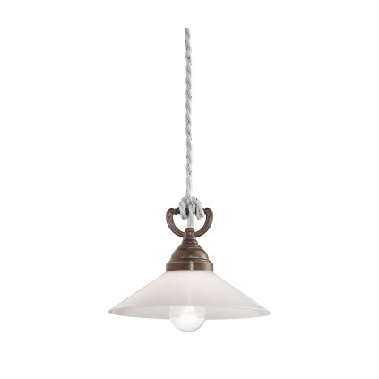 Il Fanale Tabia, závěsné svítidlo z mosazi a bílé skla, 1x15W LED E14, průměr 20cm