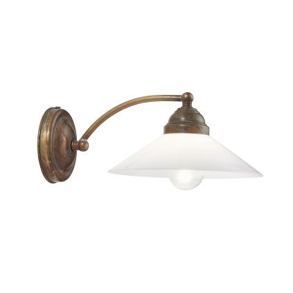 Il Fanale Tabia, nástěnné svítidlo z mosazi a bílého skla, 1x10W LED E14, délka 28cm