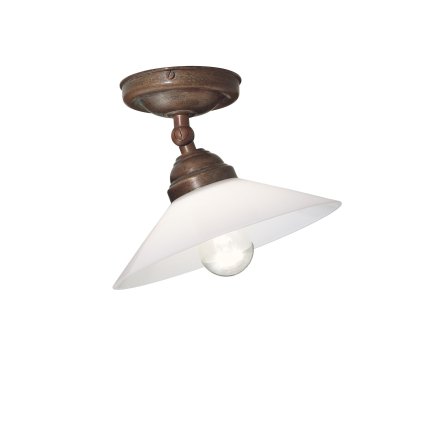 Il Fanale Tabia, stropní svítidlo z mosazi a bílé skla, 1x10W LED E14, průměr 20cm