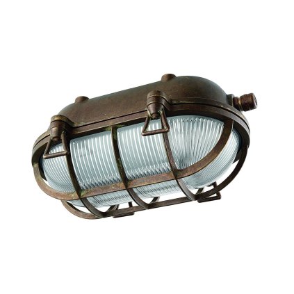 Il Fanale Marina, exteriérové svítidlo z mosazi s mřížkou, 1x15W E27, délka 24cm, IP54