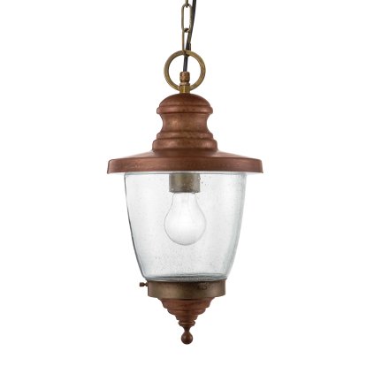 Il Fanale Venezia, venkovní závěsná lampa, 1x57W E27, mosaz, bublinkové sklo, výška 47cm, IP23