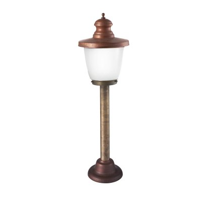 Il Fanale Venezia, venkovní stojanová lampa, 1x57W E27, mosaz, bílé sklo, výška 100cm, IP44