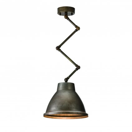 Il Fanale Loft, industriální závěsné svítidlo z mosazi a železa s klouby, 1x15W E27, prům. 30cm
