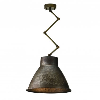 Il Fanale Loft, industriální závěsné svítidlo z mosazi a železa s klouby, 1x15W E27, prům. 42cm
