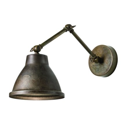 Il Fanale Loft, industriální nástěnné svítidlo z mosazi a železa, 1x46W E27, prům. 22cm