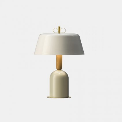 17505 5 il fanale bon ton stolni lampa z mosazi dreva bezova zakladna sede stinitko 3x30w e14 vyska 56 9cm