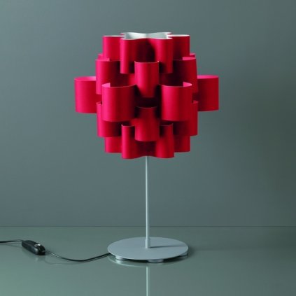 Quadrifoglio Group Sun, designová stolní lampička z červeného textilu, 1x16W LED E27, výška 71cm