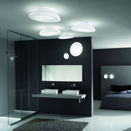 Stilnovo Dynamic, stropní svítidlo z opálového skla, 30W LED, 60x52cm, IP44