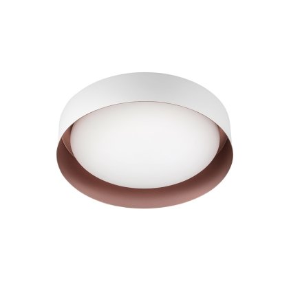 Linea Light Crew_2, stropní svítidlo s bílo-měděným límcem, 12W LED 3000K, prům. 26cm