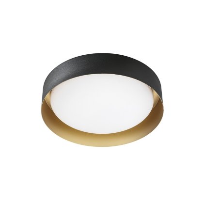 Linea Light Crew_2, stropní svítidlo s černo-zlatým límcem, 12W LED 3000K, prům. 26cm