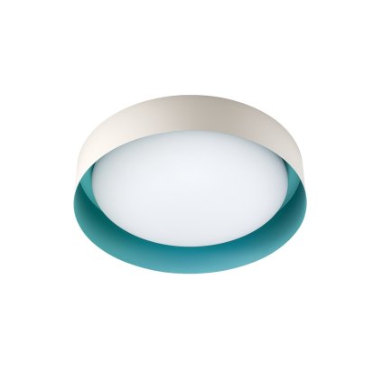 Linea Light Crew_2, stropní svítidlo s béžovo-modrým límcem, 12W LED 3000K, prům. 26cm
