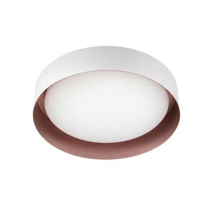 Linea Light Crew_2, stropní svítidlo s bílo-měděným límcem, 17W LED 3000K, prům. 33cm