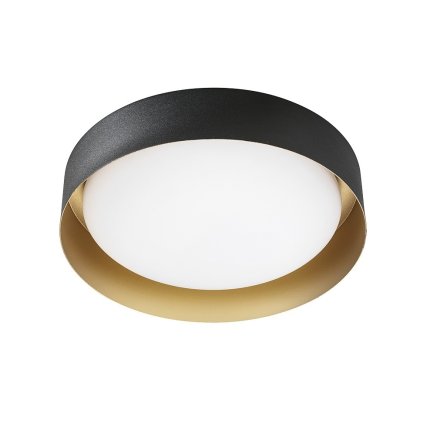 Linea Light Crew_2, stropní svítidlo s černo-zlatým límcem, 17W LED 3000K, prům. 33cm
