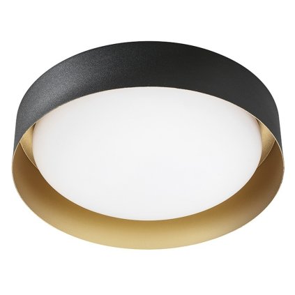 Linea Light Crew_2, stropní svítidlo s černo-zlatým límcem, 22W LED 3000K, prům. 40cm