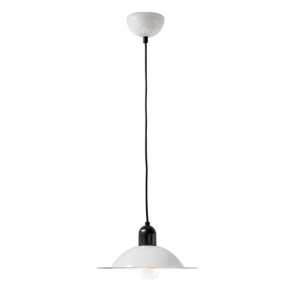 Stilnovo Lampiatta, retro bílé závěsné svítidlo, 1x7W LED E27, prům. 28,2cm