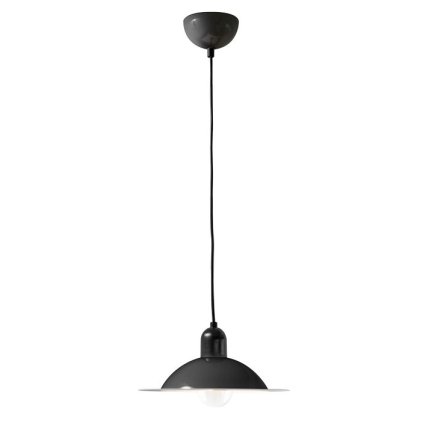 Stilnovo Lampiatta, retro černé závěsné svítidlo, 1x7W LED E27, prům. 28,2cm