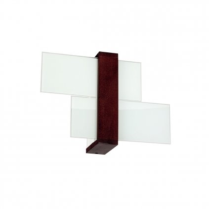 Linea Light Triad, italské moderní svítidlo, 1x20W, bílé sklo v kombinaci se dřevem, 35x22cm