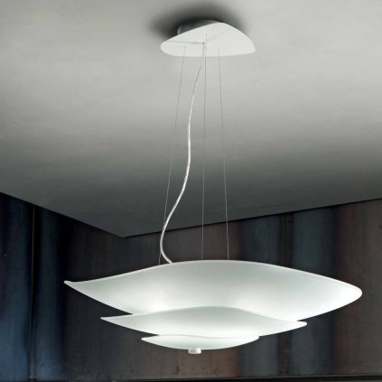 20607 linea light moledro p zavesne svitidlo ze tri platu bileho skla 3x46w e27 73x59cm