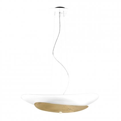 20697 linea light moledro p zavesne svitidlo ze tri platu skla v kombinaci zlate a bile 3x46w e27 73x59cm