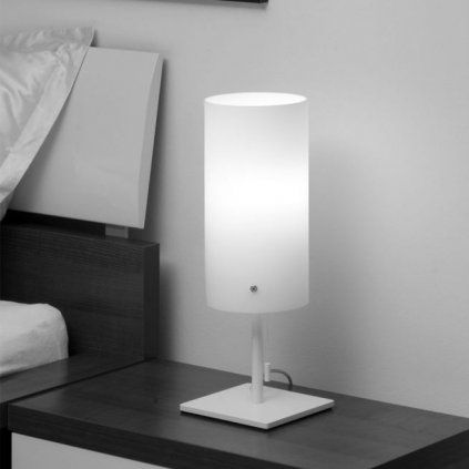 Lucis Maia, stolní lampička s tahovým vypínačem, 1x100W E27, bílé opálové sklo, 48cm