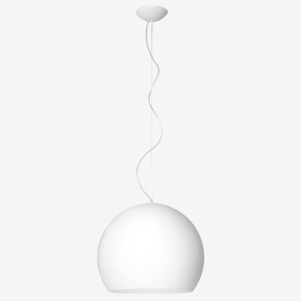 Lucis Nemesis, závěsné svítidlo z bílého skla s bílou monturou, 1x150W E27, prům. 42cm