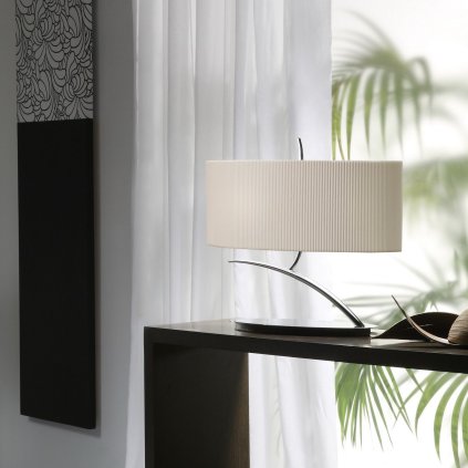 Mantra Eve 1138, stolní lampa španělského výrobce, 2x20W E27, chrom/stínítko z bílého textilu, 36cm