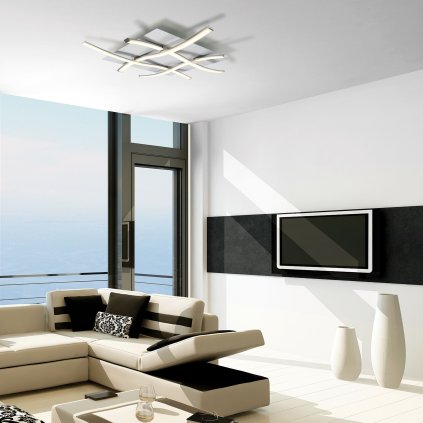 Mantra Nur, moderní stropní svítidlo 34W LED 3000K, stříbrná/chrom,  57x57cm