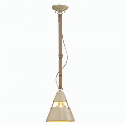 Mantra Industrial, závěsné retro svítidlo, 1x40W E27, kov-písková, béžový textilní popruh, průměr 21,5cm