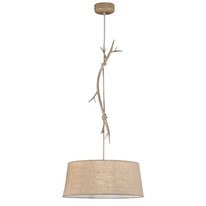 Mantra Sabina, závěsné svítidlo v kombinaci dřeva a pytloviny, 1x40W E27, prům.60cm