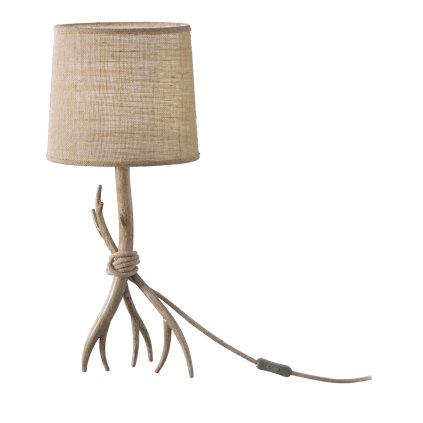 Mantra Sabina, stolní lampa v kombinaci dřeva a pytloviny s vypínačem, 1x40W E27, výška 57cm