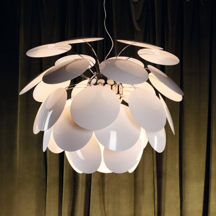 Marset Discocó 132, španělské závěsné svítidlo, 6x14W LED E27, bílá, průměr 132cm